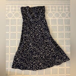 J. Crew White and Blue Strapless Sundress